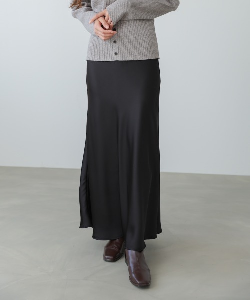 Bab（バブ）の「【選べるサイズ展開】サテンナロースカート（スカート・レディース・ベージュ/ブラウン/チャコールグレー/ブラック・S/M/L）」の9枚目の写真
