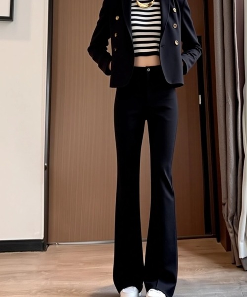 cammie(キャミー)の「ストレッチセミフレアパンツ(その他パンツ・レディース・ブラック・LARGE/MEDIUM)」の4枚目の写真
