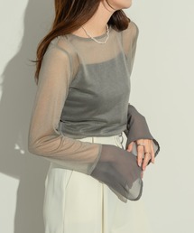 NEUNA | 【ドッキングデザインでこなれ感】フレアスリーブ切り替えドッキングシアートップス(Tシャツ/カットソー)