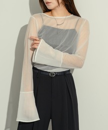 フレアスリーブ」に該当するホワイト/白色系のファッション通販