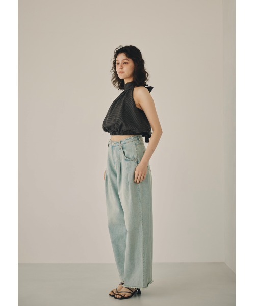 NOTREemor(ノートルエモア)の「back ribbon check short top(Tシャツ/カットソー・レディース・ブルー/ブラック・FREE)」の13枚目の写真