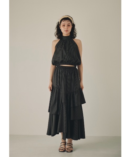 NOTREemor(ノートルエモア)の「back ribbon check short top(Tシャツ/カットソー・レディース・ブルー/ブラック・FREE)」の16枚目の写真