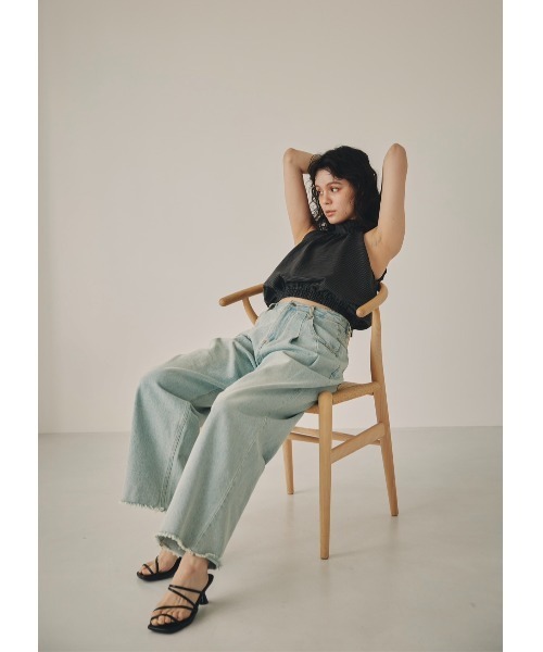NOTREemor(ノートルエモア)の「back ribbon check short top(Tシャツ/カットソー・レディース・ブルー/ブラック・FREE)」の15枚目の写真