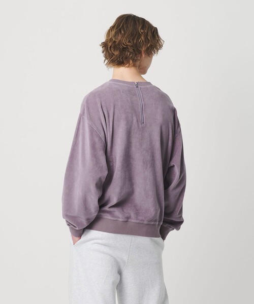 MONKEY TIME(モンキータイム)の「オゾンウォッシュ ベロア バックジップ クルーネック(スウェット・メンズ・ダークグレー/パープル・S/M/L/XL)」の1枚目の写真