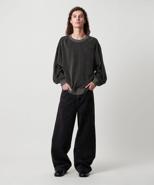 MONKEY TIME(モンキータイム)の「オゾンウォッシュ ベロア バックジップ クルーネック(スウェット・メンズ・ダークグレー/パープル・S/M/L/XL)」の7枚目の写真