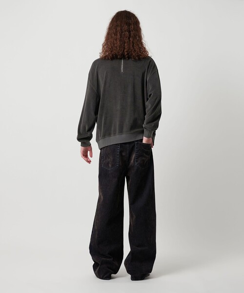 MONKEY TIME(モンキータイム)の「オゾンウォッシュ ベロア バックジップ クルーネック(スウェット・メンズ・ダークグレー/パープル・S/M/L/XL)」の9枚目の写真