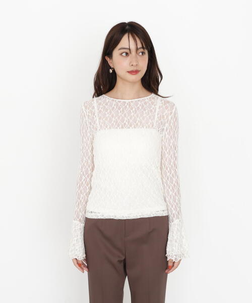 PROPORTION BODY DRESSING（プロポーションボディドレッシング）の「＜ハンドウォッシャブル＞レースフレアスリーブ / 1215260901（Tシャツ/カットソー・レディース・ブラック/ホワイト系その他・FREE）」の5枚目の写真