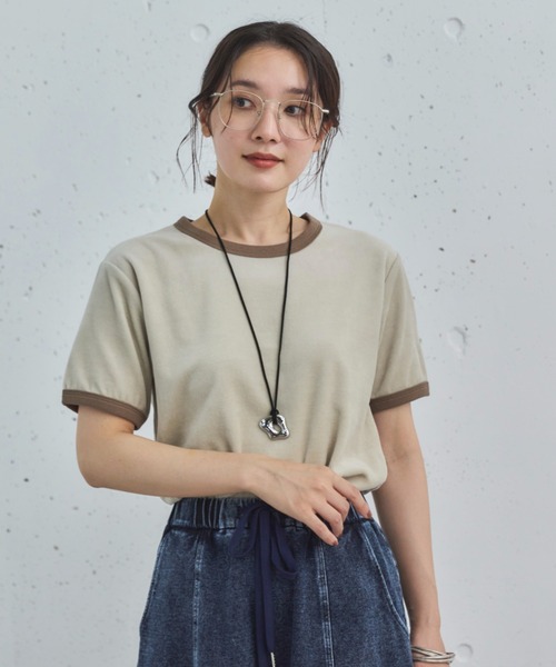 Doux archives(ドゥアルシーヴ)の「ベロアリンガーTee(Tシャツ/カットソー・レディース・アイボリー/チャコールグレー/ネイビー・38)」の17枚目の写真