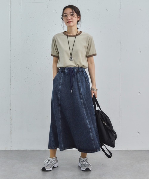 Doux archives(ドゥアルシーヴ)の「ベロアリンガーTee(Tシャツ/カットソー・レディース・アイボリー/チャコールグレー/ネイビー・38)」の4枚目の写真