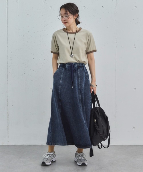 Doux archives(ドゥアルシーヴ)の「ベロアリンガーTee(Tシャツ/カットソー・レディース・アイボリー/チャコールグレー/ネイビー・38)」の5枚目の写真