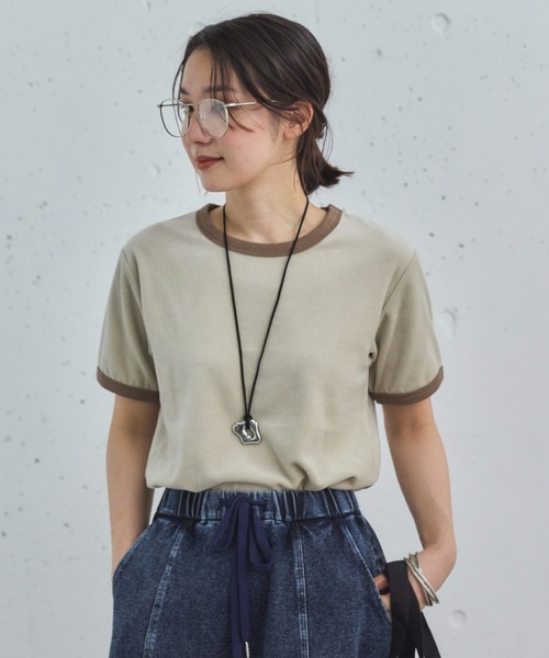 Doux archives(ドゥアルシーヴ)の「ベロアリンガーTee(Tシャツ/カットソー・レディース・アイボリー/チャコールグレー/ネイビー・38)」の18枚目の写真