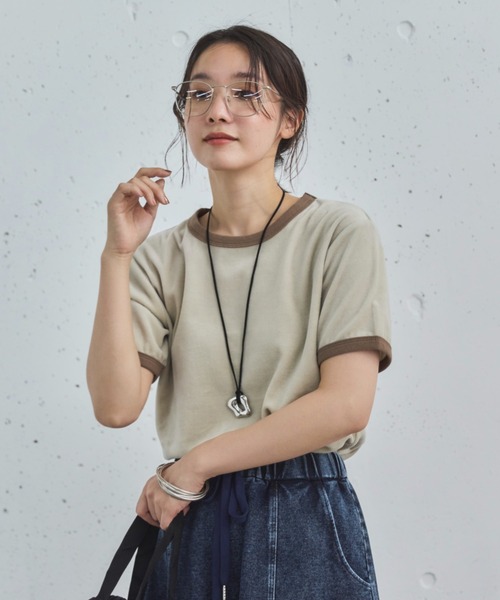 Doux archives(ドゥアルシーヴ)の「ベロアリンガーTee(Tシャツ/カットソー・レディース・アイボリー/チャコールグレー/ネイビー・38)」の19枚目の写真