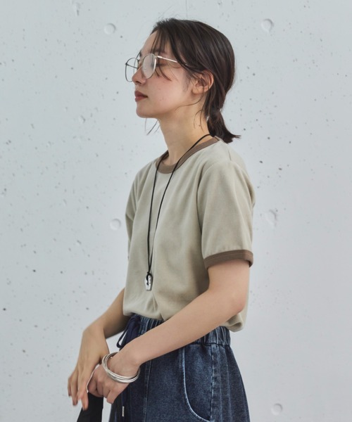 Doux archives(ドゥアルシーヴ)の「ベロアリンガーTee(Tシャツ/カットソー・レディース・アイボリー/チャコールグレー/ネイビー・38)」の20枚目の写真