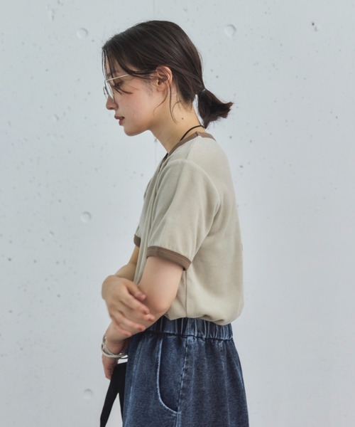 Doux archives(ドゥアルシーヴ)の「ベロアリンガーTee(Tシャツ/カットソー・レディース・アイボリー/チャコールグレー/ネイビー・38)」の21枚目の写真