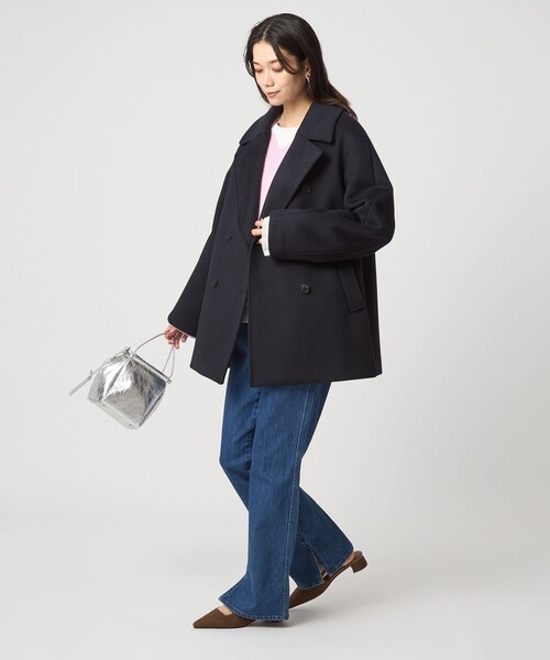 green label relaxing（グリーンレーベルリラクシング）の「［size SHORTあり］＜1_OF MINE＞W ピーコート（ピーコート・レディース・ナチュラル/ライトグレー/ネイビー・38/36/SHORT）」の9枚目の写真