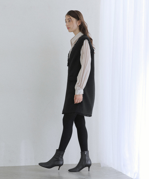 La TOTALITE(ラトータリテ)の「【洗える】ツイードミニジャンスカ(ワンピース・レディース・チャコールグレー/ブラック・38/36)」の5枚目の写真