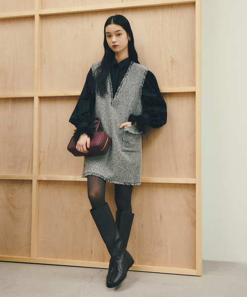 La TOTALITE(ラトータリテ)の「【洗える】ツイードミニジャンスカ(ワンピース・レディース・チャコールグレー/ブラック・38/36)」の10枚目の写真