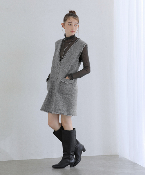 La TOTALITE(ラトータリテ)の「【洗える】ツイードミニジャンスカ(ワンピース・レディース・チャコールグレー/ブラック・38/36)」の16枚目の写真