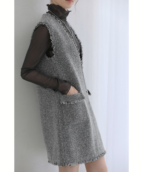 La TOTALITE(ラトータリテ)の「【洗える】ツイードミニジャンスカ(ワンピース・レディース・チャコールグレー/ブラック・38/36)」の21枚目の写真