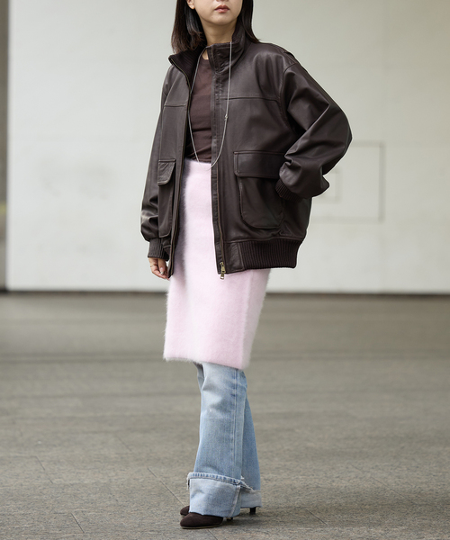 IENA LA BOUCLE(イエナラブークル)の「IENA LA BOUCLE レザースタンドネックブルゾン(ライダースジャケット・レディース・ブラック/ブラウン・FREE)」の6枚目の写真