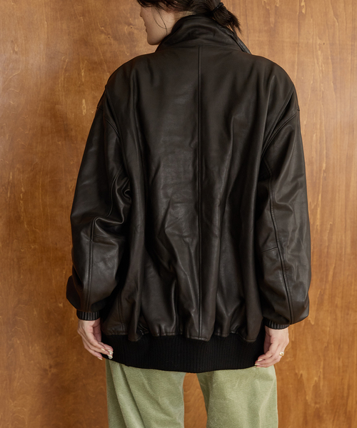 IENA LA BOUCLE レザースタンドネックブルゾン（ライダースジャケット