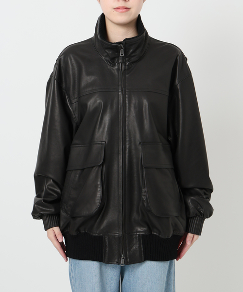 イエナラブークル　レザー　ノーカラージャケット 追加》【WEB限定】IENA LA BOUCLE SHEEPレザージャケット（ノーカラー