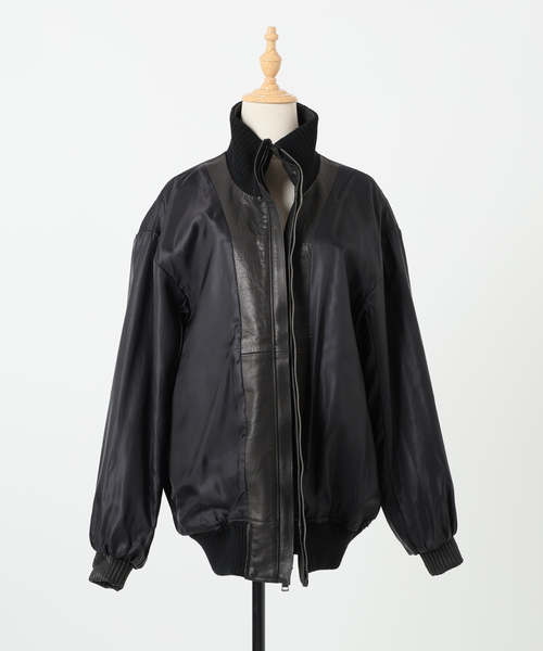 IENA LA BOUCLE レザースタンドネックブルゾン（ライダースジャケット