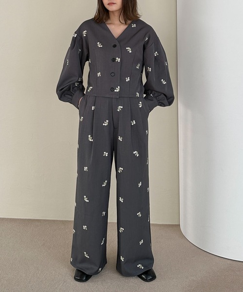 PILIT（ピリット）の「【セットアップ可】刺繍ワイドパンツ（その他パンツ・レディース・グレー/ブラック/ブラウン・MEDIUM/SMALL）」の16枚目の写真