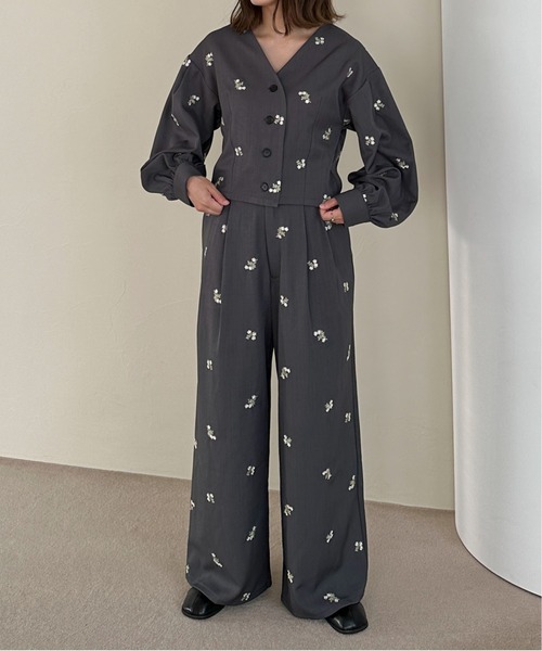PILIT（ピリット）の「【セットアップ可】刺繍ワイドパンツ（その他パンツ・レディース・グレー/ブラック/ブラウン・MEDIUM/SMALL）」の17枚目の写真