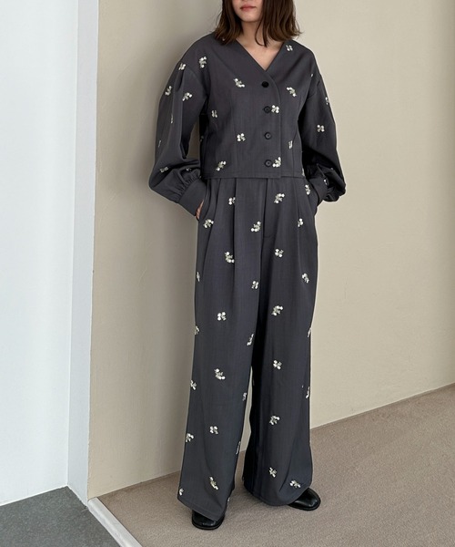 PILIT（ピリット）の「【セットアップ可】刺繍ワイドパンツ（その他パンツ・レディース・グレー/ブラック/ブラウン・MEDIUM/SMALL）」の14枚目の写真