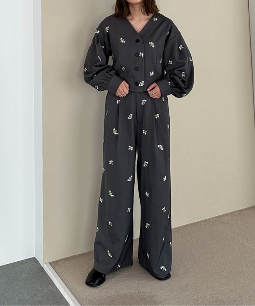 PILIT（ピリット）の「【セットアップ可】刺繍ワイドパンツ（その他パンツ・レディース・グレー/ブラック/ブラウン・MEDIUM/SMALL）」の15枚目の写真