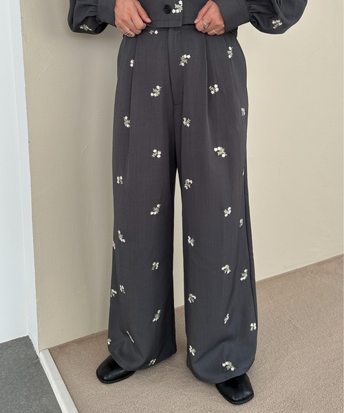 PILIT（ピリット）の「【セットアップ可】刺繍ワイドパンツ（その他パンツ・レディース・グレー/ブラック/ブラウン・MEDIUM/SMALL）」の18枚目の写真