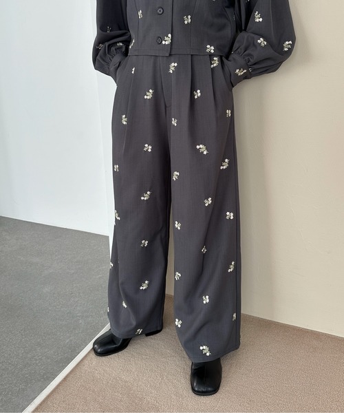 PILIT（ピリット）の「【セットアップ可】刺繍ワイドパンツ（その他パンツ・レディース・グレー/ブラック/ブラウン・MEDIUM/SMALL）」の19枚目の写真