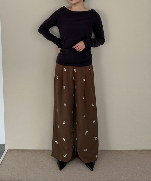 PILIT（ピリット）の「【セットアップ可】刺繍ワイドパンツ（その他パンツ・レディース・グレー/ブラック/ブラウン・MEDIUM/SMALL）」の11枚目の写真