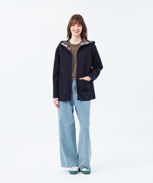 MACKINTOSH PHILOSOPHY（ﾏｯｷﾝﾄｯｼｭ ﾌｨﾛｿﾌｨｰ）の「ハウスチェックダンボールコーディガン ミドル（その他アウター・レディース・ダークネイビー/ブラウン・38）」の3枚目の写真