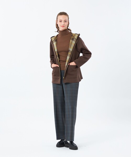 MACKINTOSH PHILOSOPHY（ﾏｯｷﾝﾄｯｼｭ ﾌｨﾛｿﾌｨｰ）の「ハウスチェックダンボールコーディガン ミドル（その他アウター・レディース・ダークネイビー/ブラウン・38）」の4枚目の写真