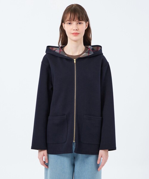 MACKINTOSH PHILOSOPHY（ﾏｯｷﾝﾄｯｼｭ ﾌｨﾛｿﾌｨｰ）の「ハウスチェックダンボールコーディガン ミドル（その他アウター・レディース・ダークネイビー/ブラウン・38）」の5枚目の写真