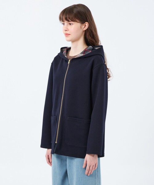 MACKINTOSH PHILOSOPHY（ﾏｯｷﾝﾄｯｼｭ ﾌｨﾛｿﾌｨｰ）の「ハウスチェックダンボールコーディガン ミドル（その他アウター・レディース・ダークネイビー/ブラウン・38）」の6枚目の写真