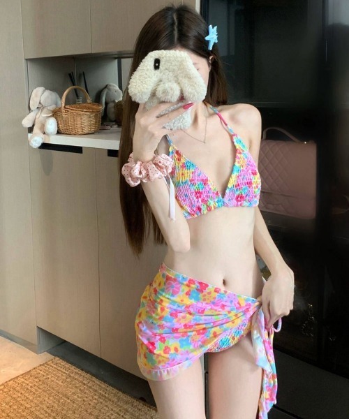 花柄セパレートビキニ 花柄 ビキニ 4点セット セパレート水着（水着）｜Miniministore