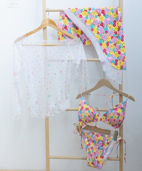 花柄 ビキニ 4点セット セパレート水着（水着）｜Miniministore