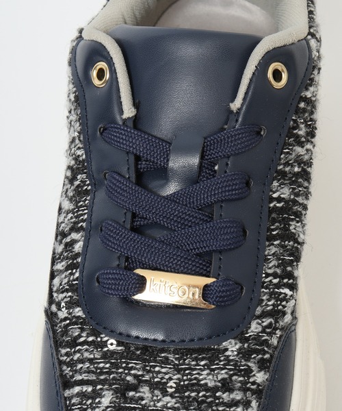 kitson(キットソン)の「KITSON キットソン 厚底 ウェッジソール 軽量 レースアップ ローカットツイードスニーカー(スニーカー・レディース・ブラック/ネイビー・24.5cm/24cm/23.5cm/23cm)」の13枚目の写真