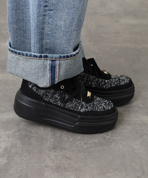 kitson(キットソン)の「KITSON キットソン 厚底 ウェッジソール 軽量 レースアップ ローカットツイードスニーカー(スニーカー・レディース・ブラック/ネイビー・24.5cm/24cm/23.5cm/23cm)」の9枚目の写真