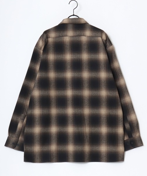 Dickies（ディッキーズ）の「Dickies/ディッキーズ Check Work Shirt/オーバーサイズ ピーチツイル チェック ワークシャツ/フランネルチェックシャツ/オンブレチェックシャツ/レディース メンズ（シャツ/ブラウス・メンズ・チャコール/ブラック/ブラウン・XL/M/L）」の17枚目の写真