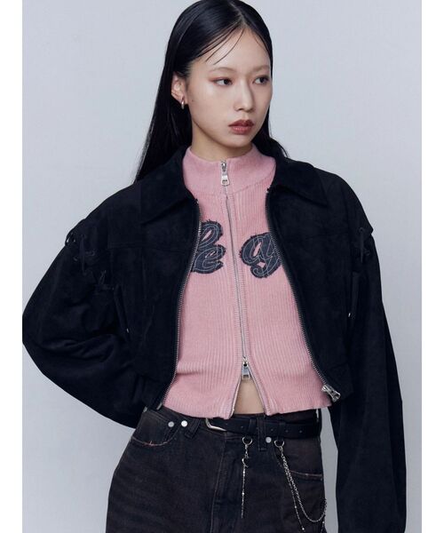 EMODA（エモダ）の「パッチロゴプレーティングニット（ニット/セーター・レディース・ブラック/ブラウン/グレー/ピンク・FREE）」の5枚目の写真