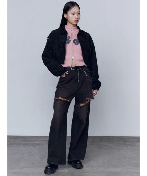 EMODA（エモダ）の「パッチロゴプレーティングニット（ニット/セーター・レディース・ブラック/ブラウン/グレー/ピンク・FREE）」の7枚目の写真