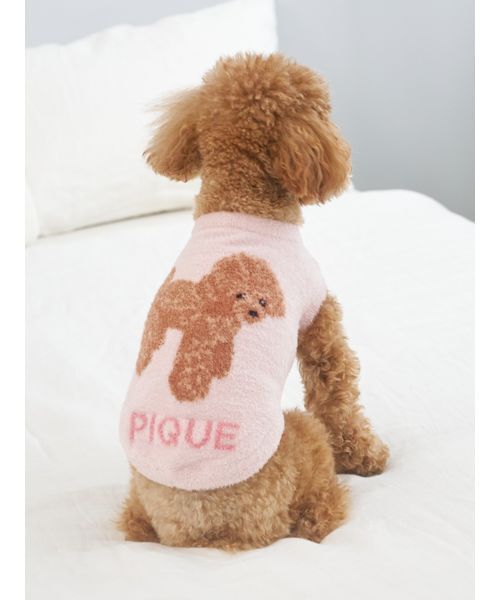 gelato pique（ジェラートピケ）の「【CAT&DOG】スムーズィートイプードル柄ジャガードプルオーバー（ペットウェア・レディース・ブラウン/ピンク/ブルー/グレー・L/S/M）」の11枚目の写真