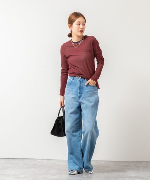 NOLLEY’S(ノーリーズ)の「ウォッシャブルシアーフライスロンT(Tシャツ/カットソー・レディース・ブラック/オフホワイト/ブラウン/ボルドー・38)」の18枚目の写真