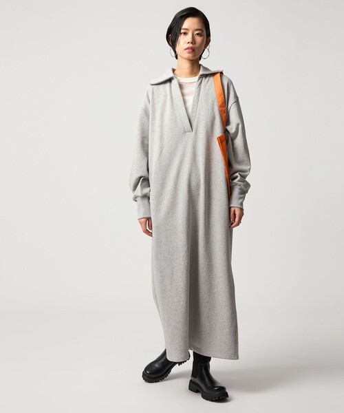 CITEN（シテン）の「＜CITEN＞スキッパーデザインスウェットワンピース（ワンピース・レディース・ライトグレー/ブラック・M/S）」の2枚目の写真