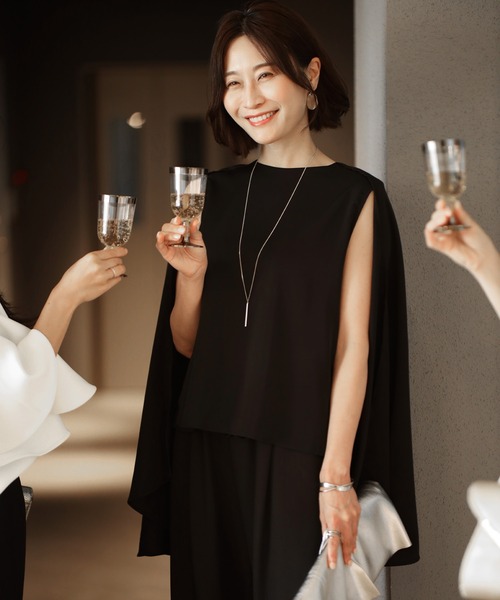 Ehre style(エーレスタイル)の「働く女性の レセプションブラウス(シャツ/ブラウス・レディース・ベージュ/ブラック・FREE)」の3枚目の写真