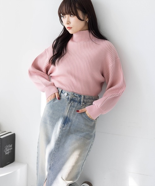 clear（クリア）の「ボトルネックゆるニットプルオーバー［大人 カジュアル 着回し力抜群］≪新色追加≫（ニット/セーター・レディース・ボルドー/アイボリー/ブラック/ブルーグレー/ライトグレー/ピンクベージュ/サックスブルー・F）」の6枚目の写真